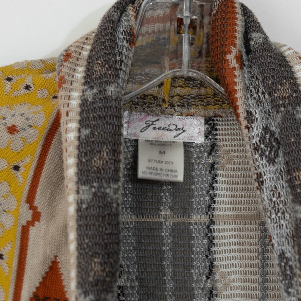 FREEWAY Cardigan Sweater Southwestern Asymmetrical Open Front Waterfall - Picture 4 of 10